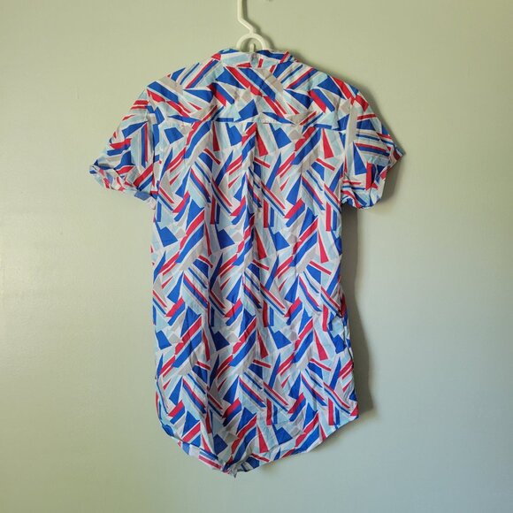 Onia Swim Cover-Up Women's Medium Jesse Nautical Geo Button Up w Pocket NWT - Picture 5 of 5